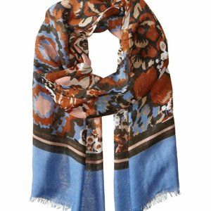 NWT Vera Bradley Soft Fringe Scarf in Madison Garden Blush Brown Blue Floral